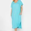 YOURS Curve Blue Side Split Midaxi T-Shirt Dress -Plus Size Apparel Shop ffed84a9 57b9 4e 137317 B